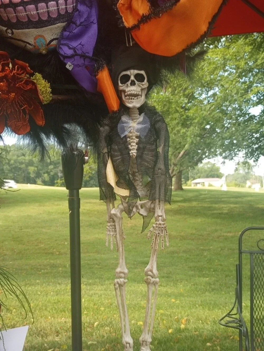 Halloween Wreath with Orange & Purple Accents - Picture 2 of 7